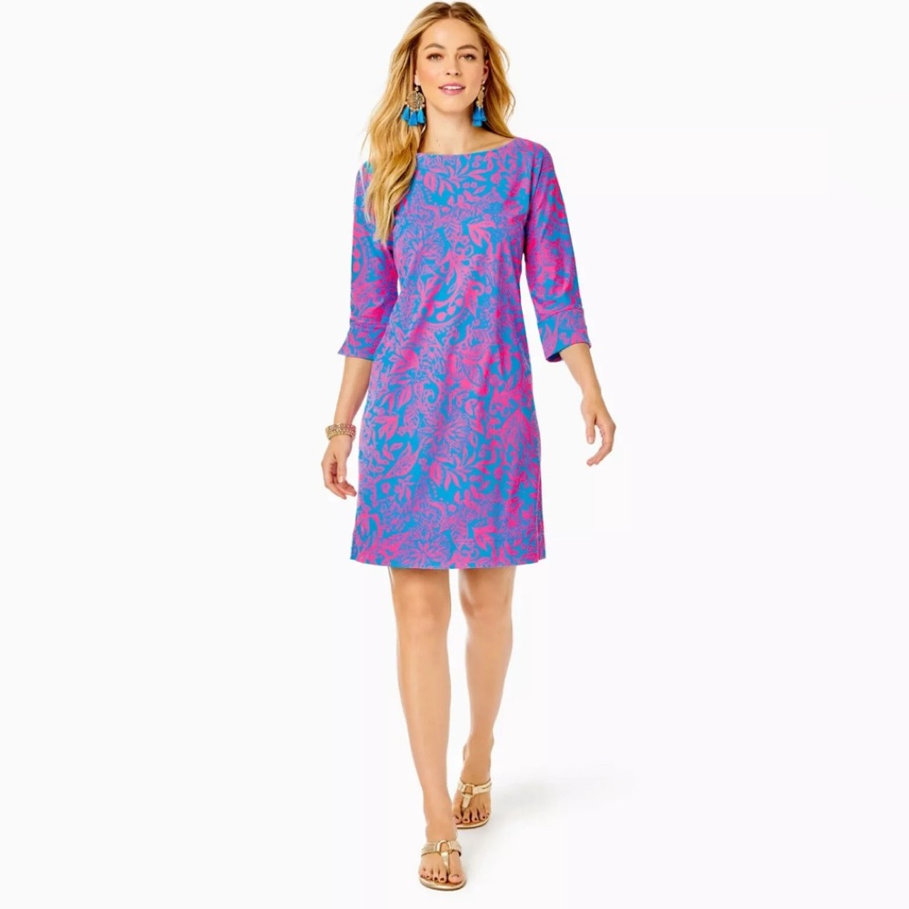 LILLY PULITZER WOMEN'S CHILLYLILLY BRAEDYN DRESS AURA PINK LEAF SIZE SMALL, NWT